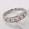 Tibetan Style Antique Silver Alloy Natural Rose Quartz Gemstone Bracelets BJEW-JB01649-03-1