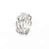 304 Stainless Steel Wave Wrap Open Cuff Ring for Women RJEW-S405-243P-3