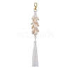 2Pcs 2 Colors Natural Shell & Polyester Tassel Pendant Decorations HJEW-JM02825-3