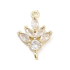 Brass Pave Clear Cubic Zirconia Leaf Links Connector Charms KK-Z061-02G-01-1