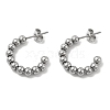 Non-Tarnish 304 Stainless Steel Round Beaded C-shape Stud Earring STAS-P319-37P-1