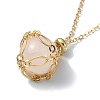 Natural Mixed Gemstone Round Pendant Necklaces NJEW-JN04565-3