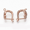 Brass Micro Pave Cubic Zirconia Hoop Earring Findings with Latch Back Closure ZIRC-Q022-038RG-NF-2