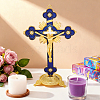Religion Alloy Enamel Crucifix Cross Statue Display Decorations DJEW-WH0043-105E-2