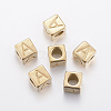 304 Stainless Steel Large Hole Letter European Beads LS-STAS-H428-01G-A-1
