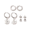 3 Pairs 3 Styles 304 Stainless Steel Hoop & Studs Earrings Set for Women EJEW-K279-13P-1