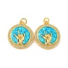 Brass Micro Pave Cubic Zirconia with Synthetic Opal Pendants KK-D096-05A-03-1