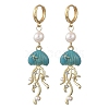 Natural Cultured Freshwater Pearl & Brass Enamel Hoop Dangle Earrings for Women EJEW-JE07268-01-3
