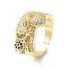 Rack Plating Brass Micro Pave Cubic Zirconia Open Cuff Rings RJEW-C076-08B-G-1