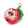 Handmade Glass Seed Beaded Apple Pendants PALLOY-MZ00397-3