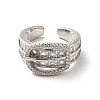 Clear Cubic Zirconia Buckle Shape Open Cuff Ring RJEW-C041-05P-2