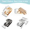 WADORN 12Pcs 3 Colors Alloy Double D-ring Suspension Clasps for Bag Strap FIND-WR0008-88-2