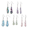 Irregular Nugget & Star Dyed Natural Quartz Crystal Dangle Earrings EJEW-JE05704-01-1