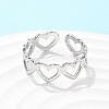 Non-Tarnish 304 Stainless Steel Open Heart Wrap Cuff Ring for Women RJEW-S405-194P-2