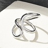 304 Stainless Steel Open Cuff Ring for Women RJEW-M025-02P-2