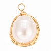 Acrylic Imitation Pearl Wire Wrapped Pendants PALLOY-JF00529-1