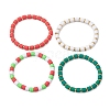 4Pcs Polymer Clay Column Beaded Stretch Bracelets Sets for Women BJEW-JB10998-1