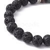 Dyed Colorful Natural Lava Rock & Rhinestone Beaded Stretch Bracelets for Women BJEW-JB09668-01-4