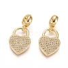 Brass Micro Pave Clear Cubic Zirconia European Dangle Charms OPDL-L016-06G-1