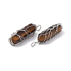 Natural Tiger Eye Copper Wire Wrapped Pointed Pendants G-F733-05A-4