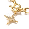 Star Brass Micro Pave Clear Cubic Zirconia Cable Chain Bracelets for Women Girl BJEW-L696-007G-2