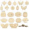 60Pcs 10 Style Spring theme Butterfly/Ladybird/Flower Unfinished Wood Pieces DIY-CJC0012-01-1