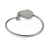 304 Stainless Steel Blank Bangle Bases with Teardrop Tray STAS-Z088-01P-02-3