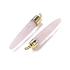 Natural Rose Quartz Brass Pendants G-B025-02LG-06-3