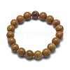 Natural Wood Lace Stone Bead Stretch Bracelets X-BJEW-K212-B-041-2