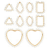 10Pcs 5 Styles Transparent Glass & Brass Pendants PALLOY-AB00162-1