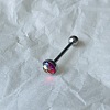 Gradient Color Flat Round Scale Stainless Steel Enamel Straight Barbell 15 Gauge Piercing Tongue Rings for Women Men WGF798A-47-1