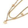 304 Stainless Steel Herringbone & Figaro Chains Double Layer Necklace with Butterfly Charms for Women NJEW-P269-13G-3