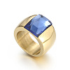 304 Stainless Steel & Glass Finger Rings FS-WGBA2F3-22-1