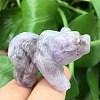 Natural Lepidolite Carved Bear Figurines PW-WG46D68-01-4