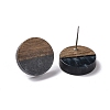 Resin & Walnut Wood Flat Round Stud Earrings with 304 Stainless Steel Pin for Women EJEW-N017-010A-01-2