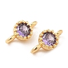 Brass Pave Purple Glass Connector Charms KK-F860-75G-01-2