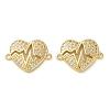 Rack Plating Brass Cubic Zirconia Heart Connector Charms KK-C084-08B-G-1