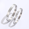 2Pcs 2 Style Stainless Steel Hinged Bangles for Women QR1999-2-1