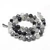 Natural Black Rutilated Quartz Beads Strands G-R448-8mm-01-2