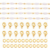 DIY Plastic Pearl Oval Beaded Brass Link Chain Bracelet Necklace Making Kits DIY-TA0009-62-2