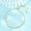 Rectangle Brass Micro Pave Cubic Zirconia Slider Bracelets KK-A305-02G-01-1