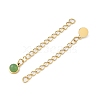 Ion Plating(IP) 316 Surgical Stainless Steel Curb Chain Extender with Natural Green Aventurine Round Charm STAS-A097-01G-13-2