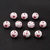 Printed Natural Wood European Beads WOOD-C015-08-3