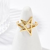 Hollow Star Brass Open Cuff Rings for Women RJEW-G343-11G-2