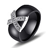 Cross Brass Micro Pave Clear Cubic Zirconia with Porcelain Finger Rings FS-WG0A171-14-1