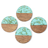 Transparent Resin & Walnut Wood Pendants RESI-S389-025A-B02-1