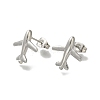 304 Stainless Steel Airplane Stud Earrings for Women EJEW-U027-02P-2