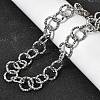 12MM Women's 304 Stainless Steel Textured Ring Link Chain Necklaces NJEW-A067-04P-3