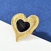 Heart 304 Stainless Steel Enamel Finger Rings for Women RJEW-G355-09G-3
