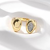 Brass Micro Pave Clear Cubic Zirconia Cuff Rings for Women RJEW-U041-01G-2